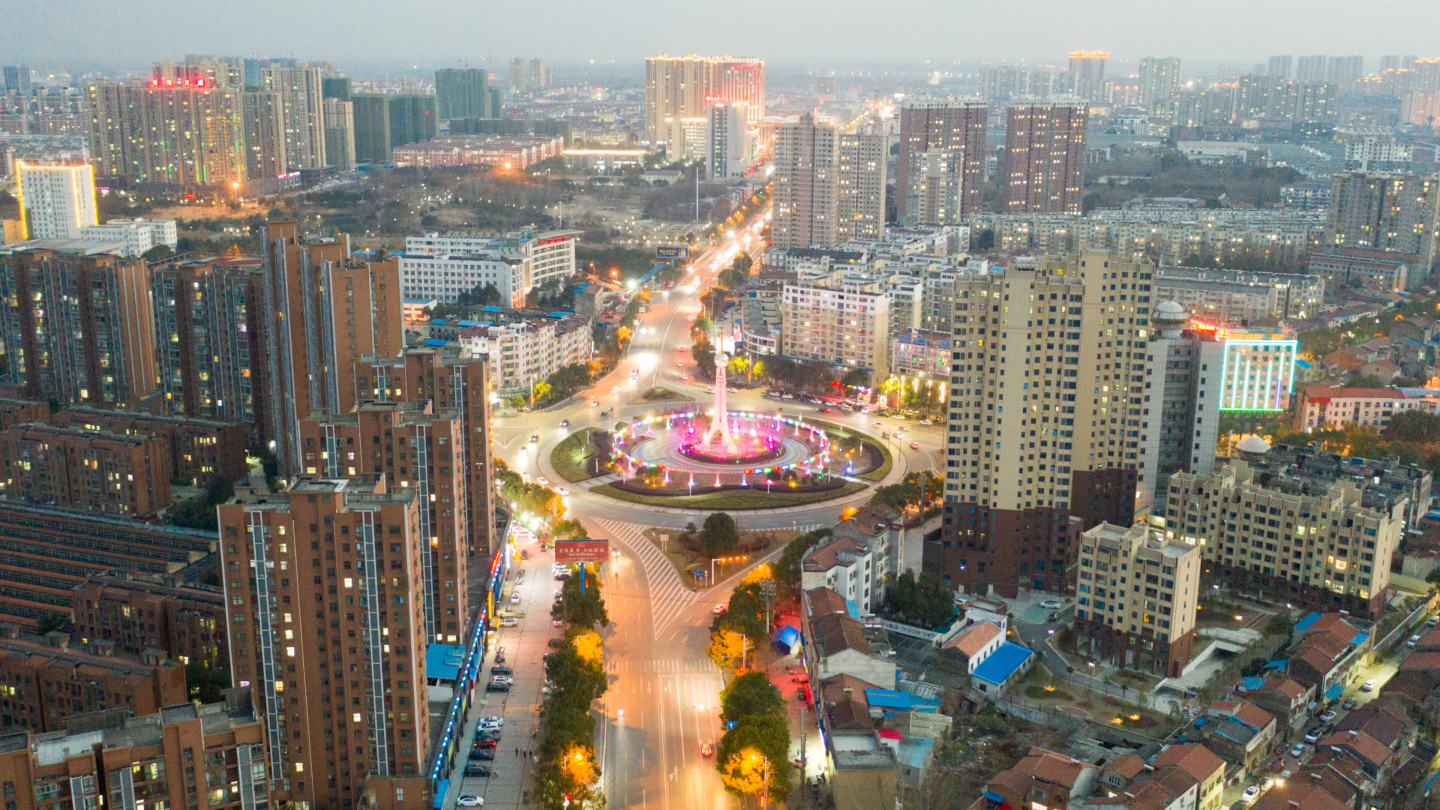 4k安陆地标 李白 白兆山 夜景延时 城市航拍 安陆高铁站 大转盘画质