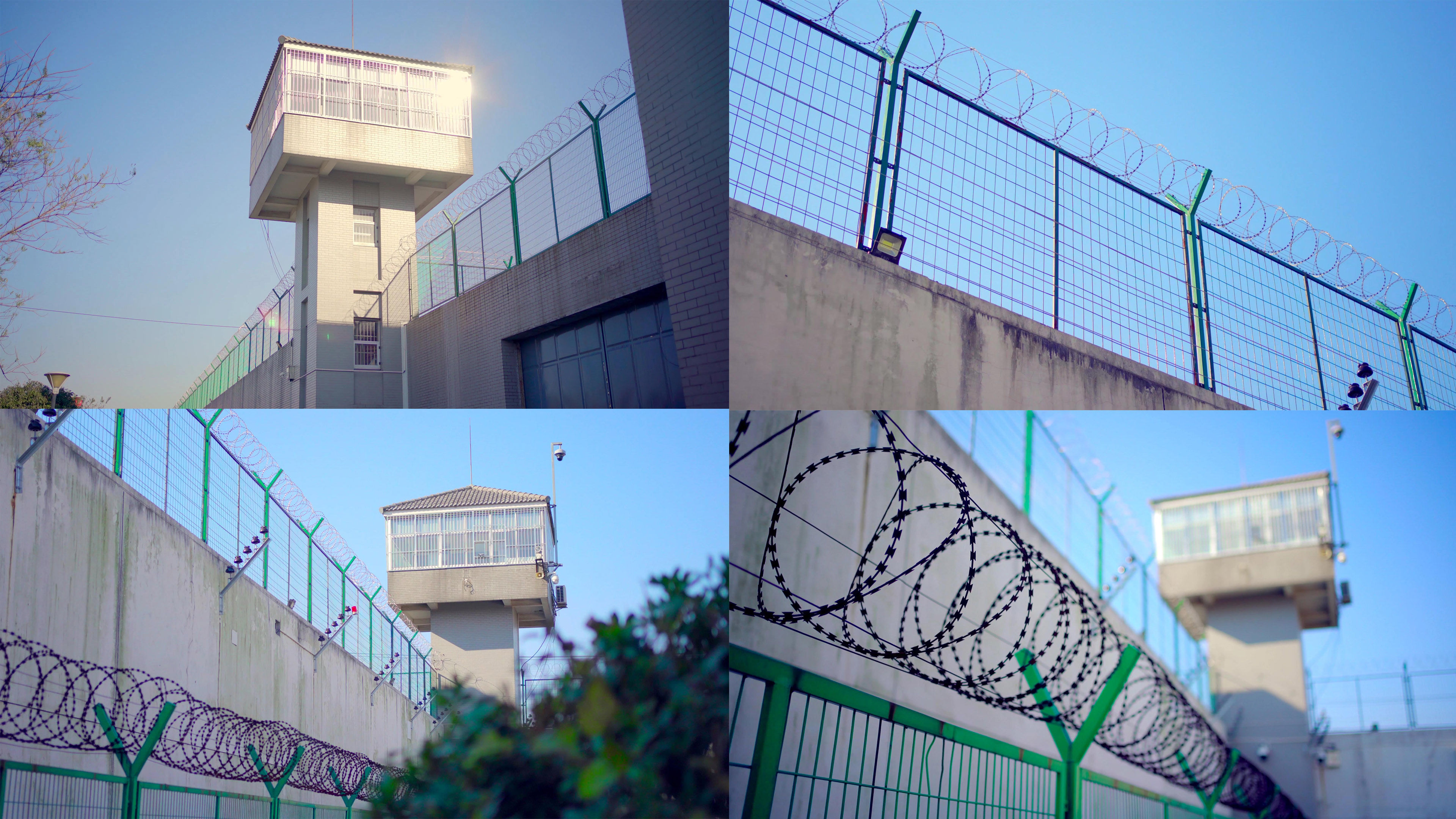 监狱看守所高墙铁丝网4k