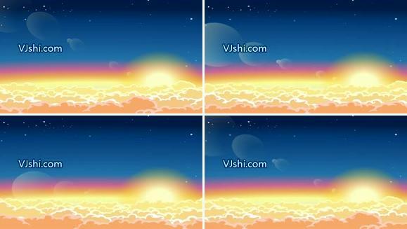 唯美的动画云 日出 太阳 云彩 云层