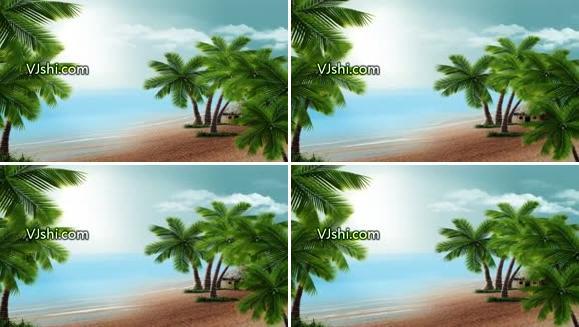 唯美海边椰树