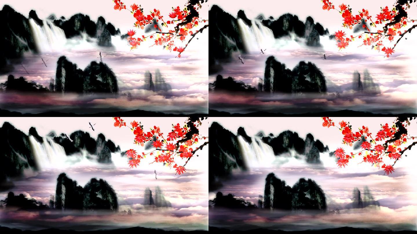 水墨山水梅花视频