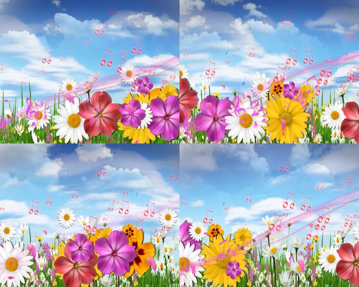 鲜花 蓝天白云 音符 晚会LED