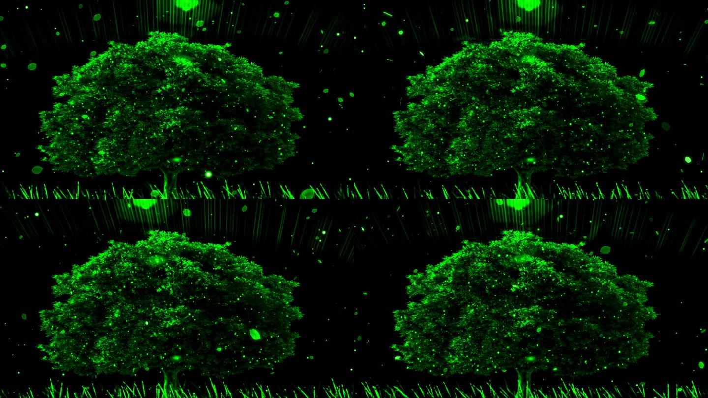 梦幻大树绿色树叶光线粒子