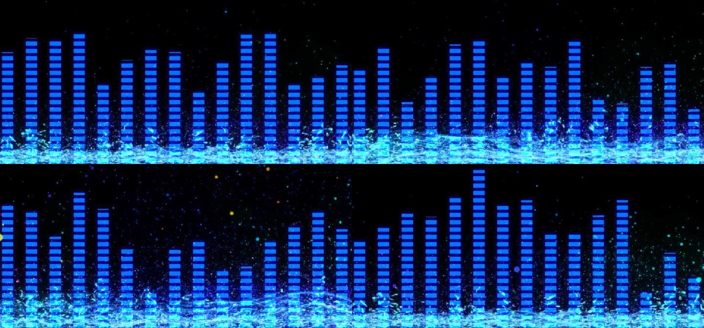 高清原创蓝色粒子音频跳动