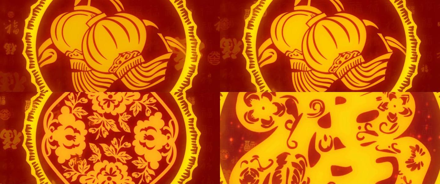 金黄喜庆图案绚丽LED晚会高清循环背景