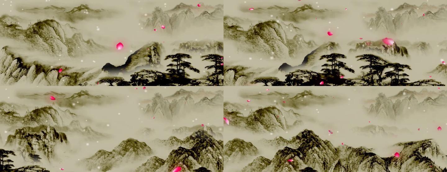 沁园春雪长城祖国山河雪花飘落花瓣舞