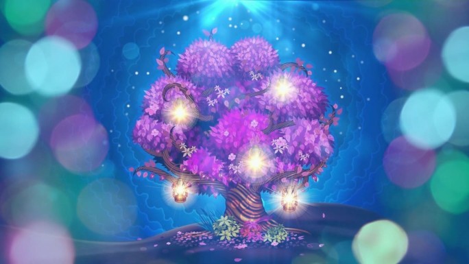 梦幻粒子光紫色大树