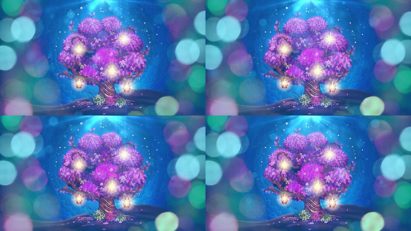 梦幻粒子光紫色大树