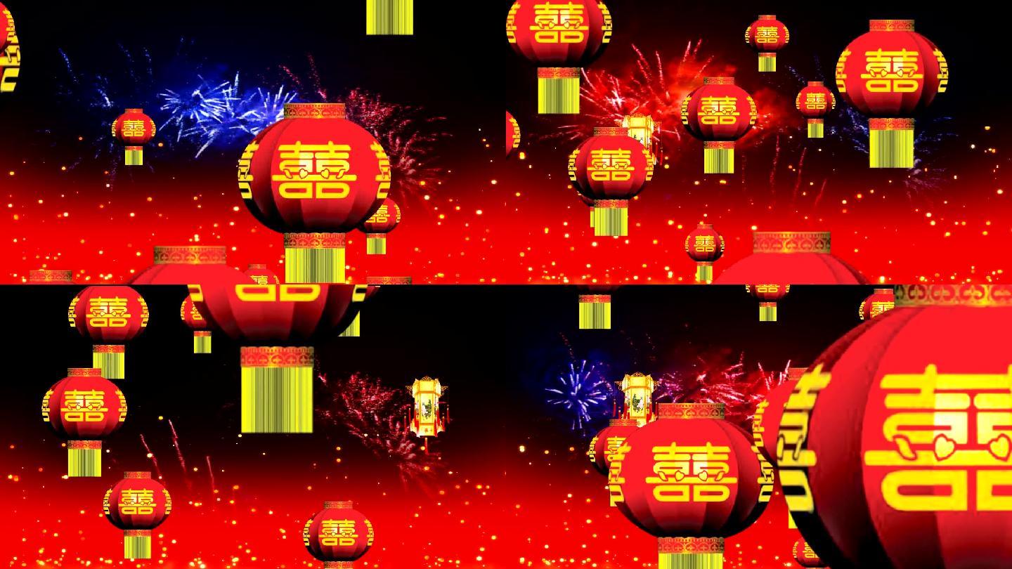 婚庆双喜灯笼视频双囍灯笼节日灯笼视频