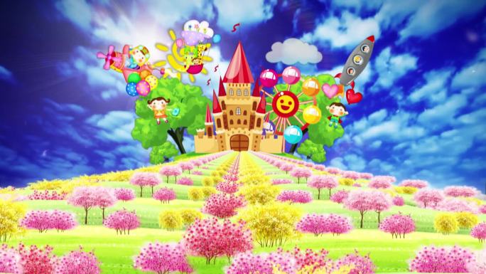 儿童卡通城堡动画背景视频素材