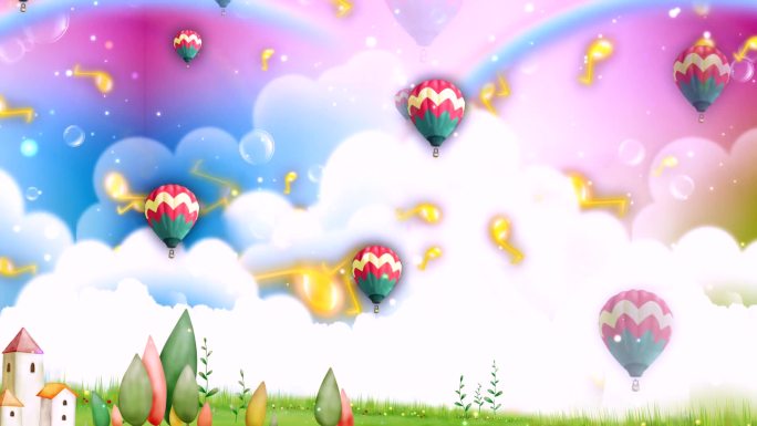 浪漫热气球 彩虹