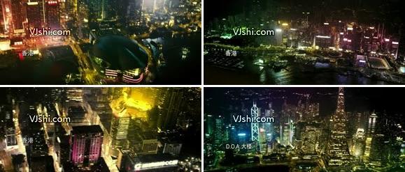 航拍香港夜景高清视频素材