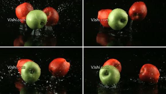 苹果下落溅起水花