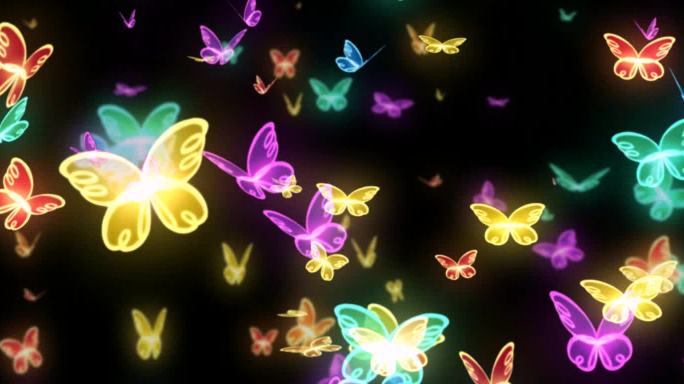向上飞的夜光蝴蝶高清