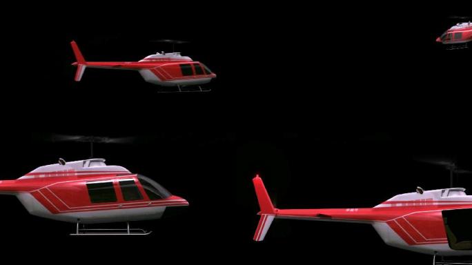 超清3D直升机出场全息裸眼3D素材