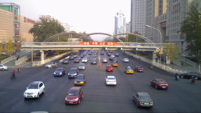 北京木樨地路口车流延时摄影