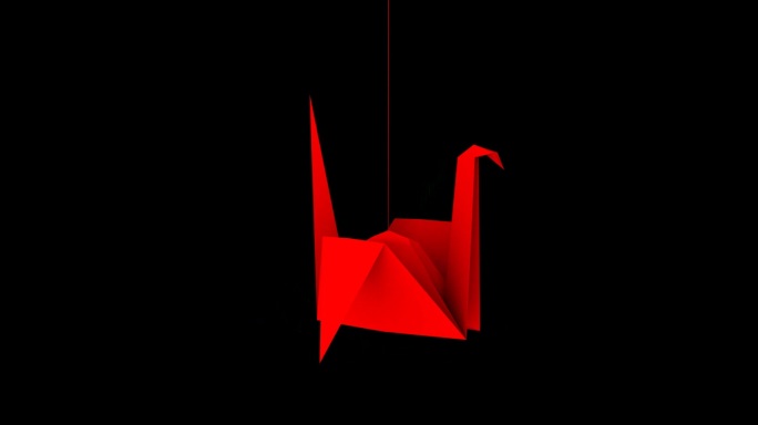 红色纸鹤单只无缝循环带alpha