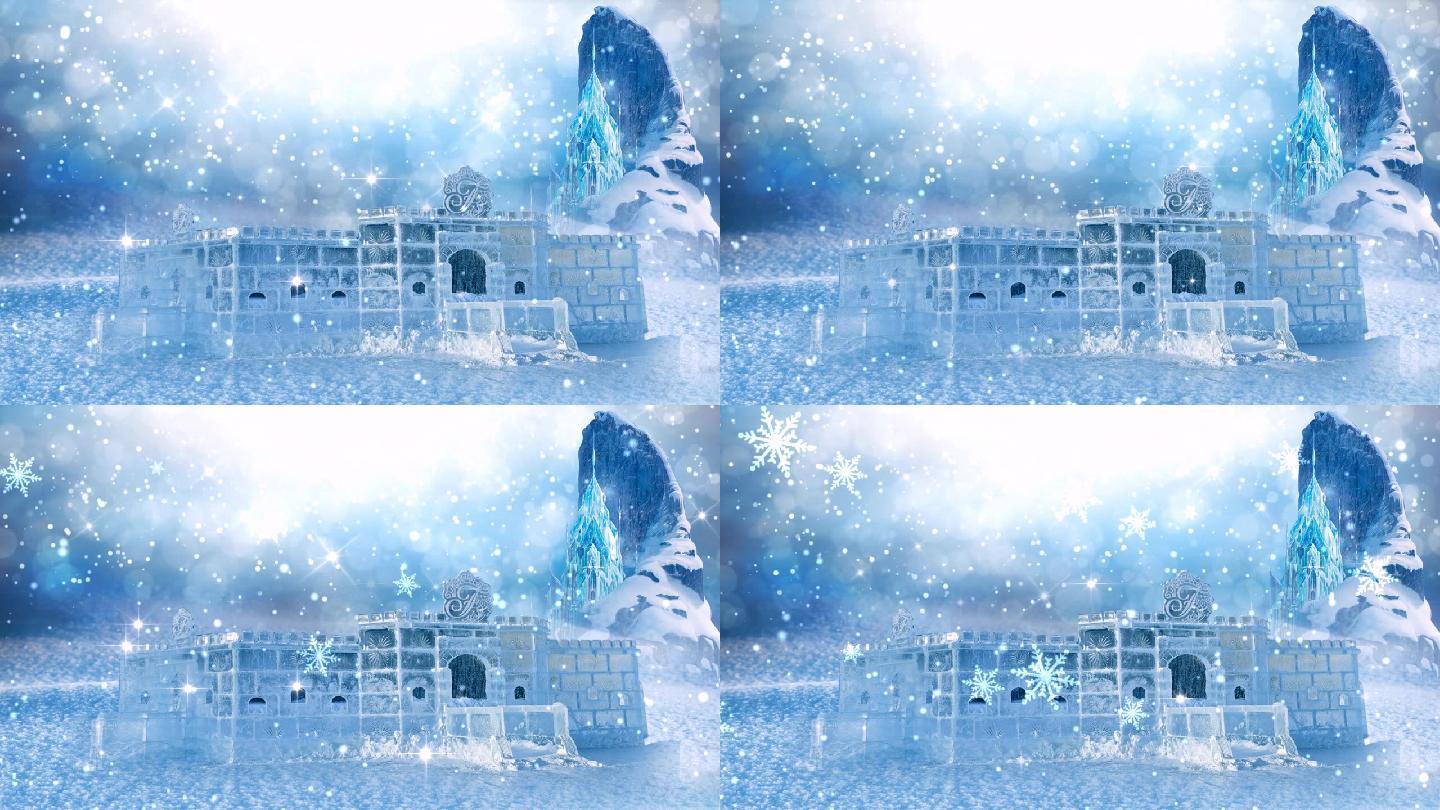 唯美冰雪世界水晶城堡视频