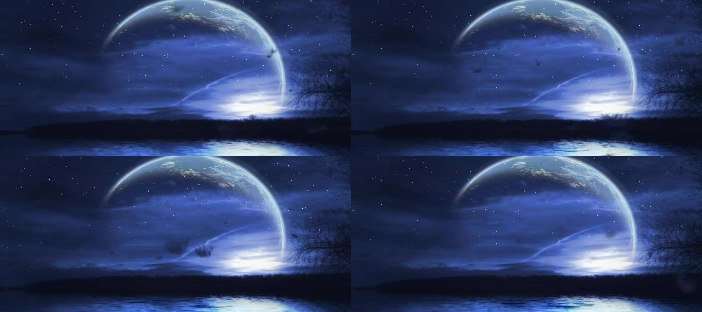 LED背景月亮夜晚天鹅湖