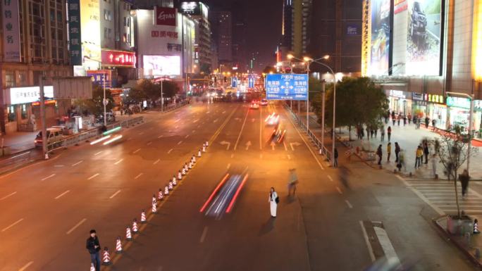 南京新街口人群车流延时摄影