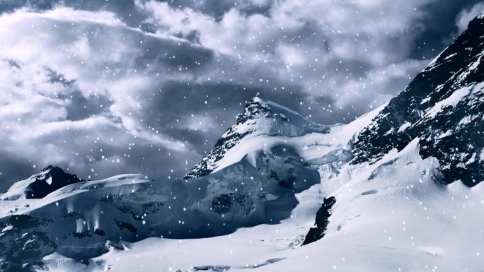 雪山飘雪视频led素材