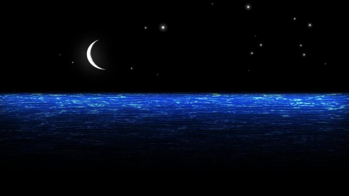 美幻静怡的星空月光下蓝色的水光盈盈