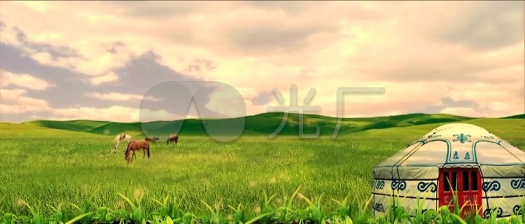 蒙古大草原牧马类LED背景视频素材_1024X4