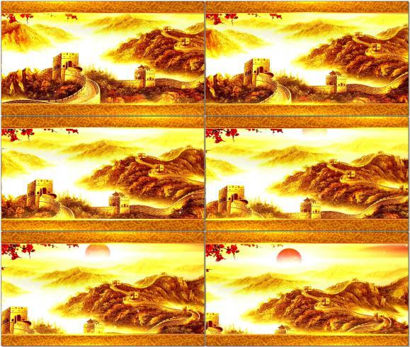 中国风长城水墨画卷打开