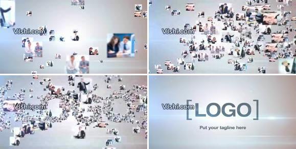 多照片图片汇聚成LOGO的AE模板