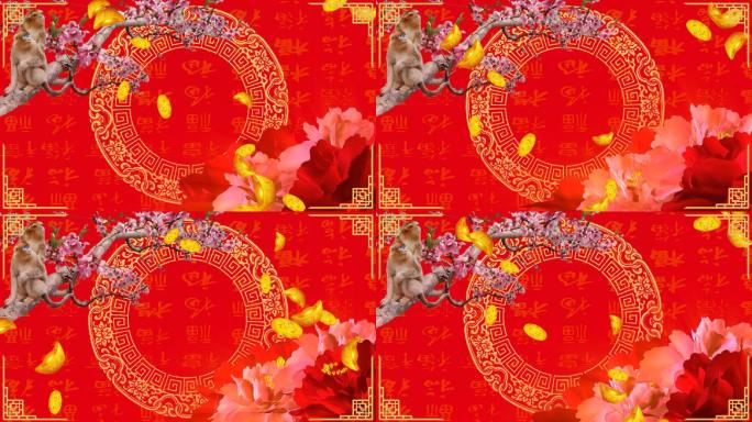 中国红节日庆典喜庆可循环视频背景