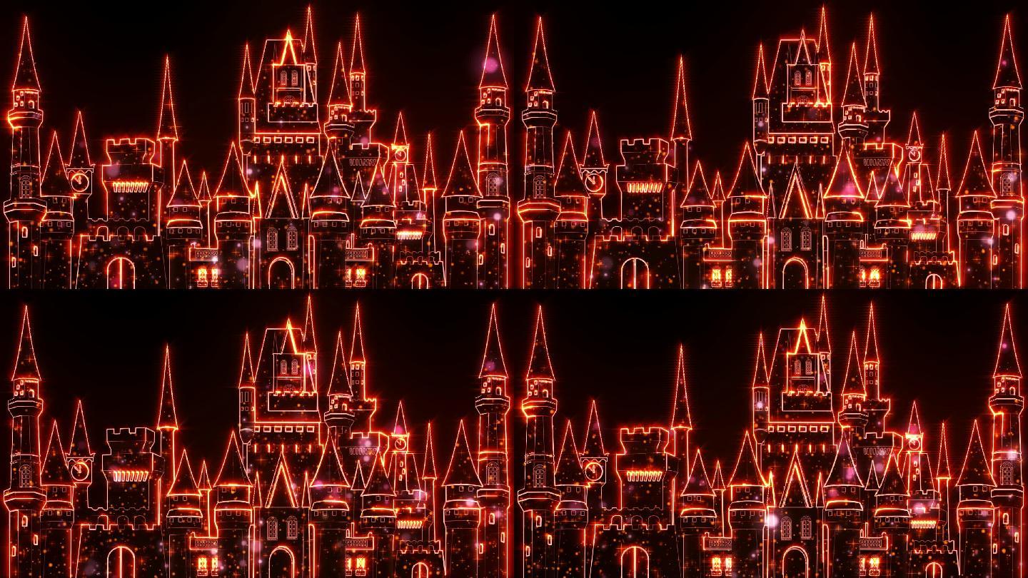 3D全息流光投影城堡视频背景素材