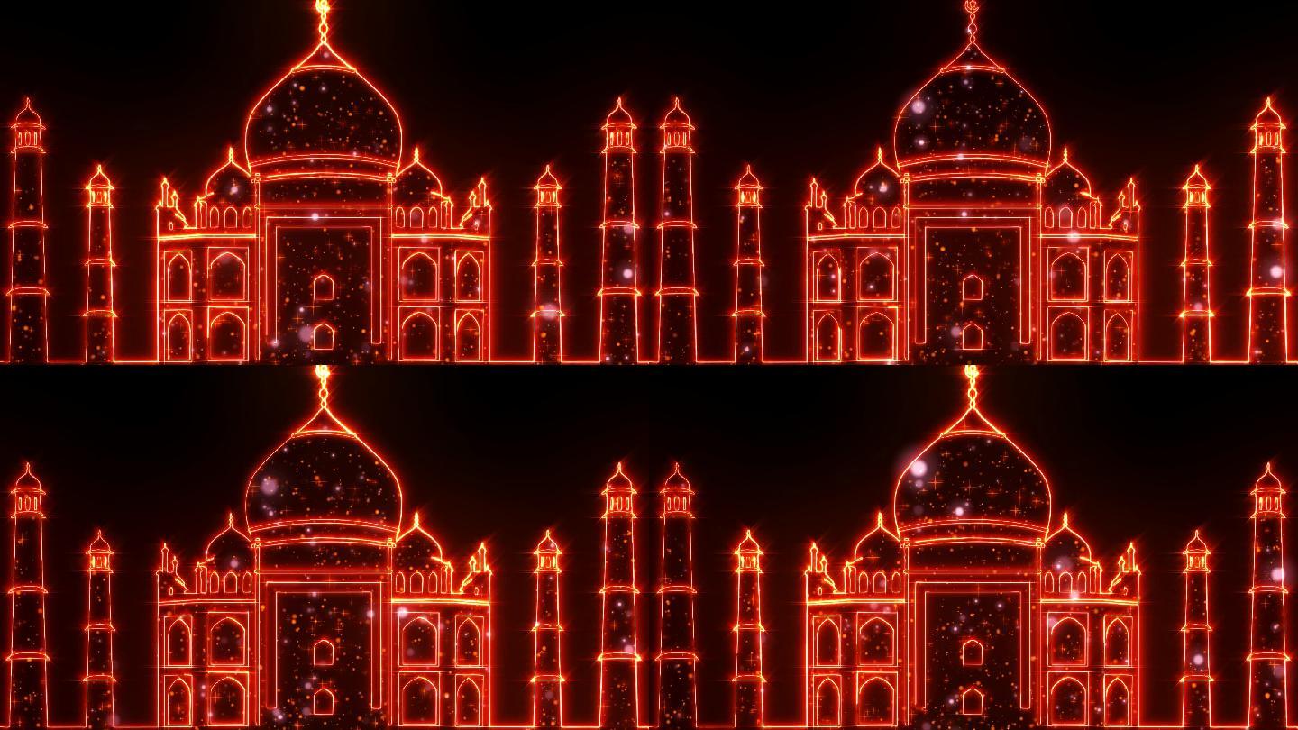 3D全息流光投影城堡视频素材背景