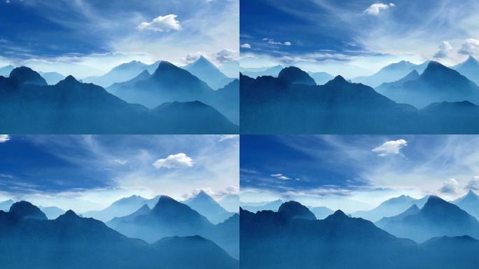 美丽的远山和蓝天白云