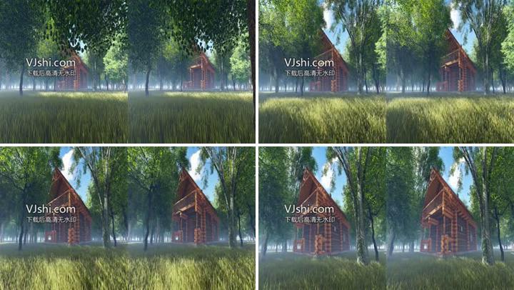 森林中的小木屋3D立体视频（左右格式）