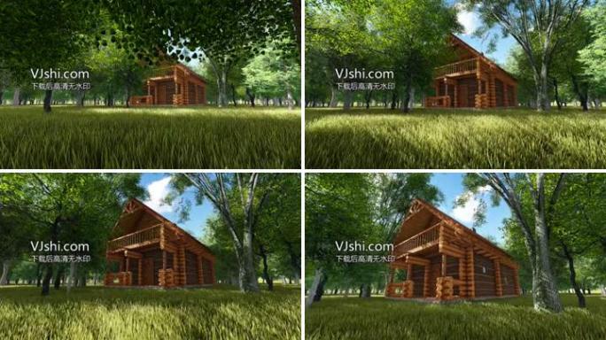 森林中的小木屋高清视频