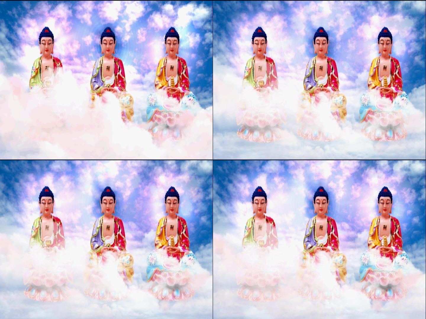 三尊大佛云背景光环