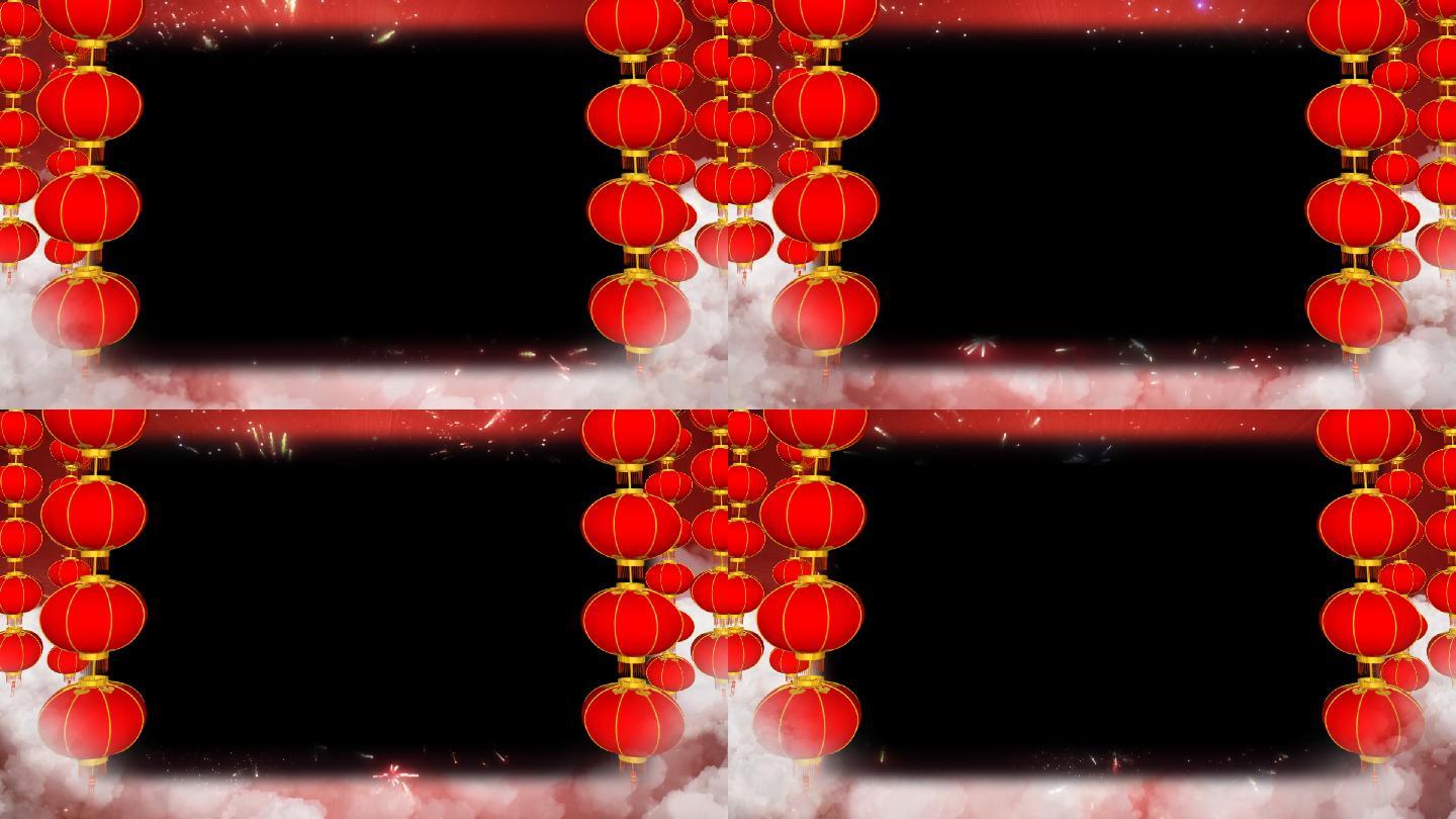 新年喜庆灯笼边框带alpha通道