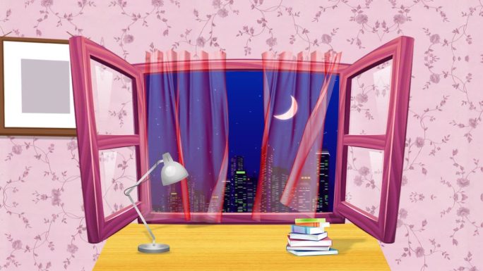 可爱月光窗台台灯学习粉色