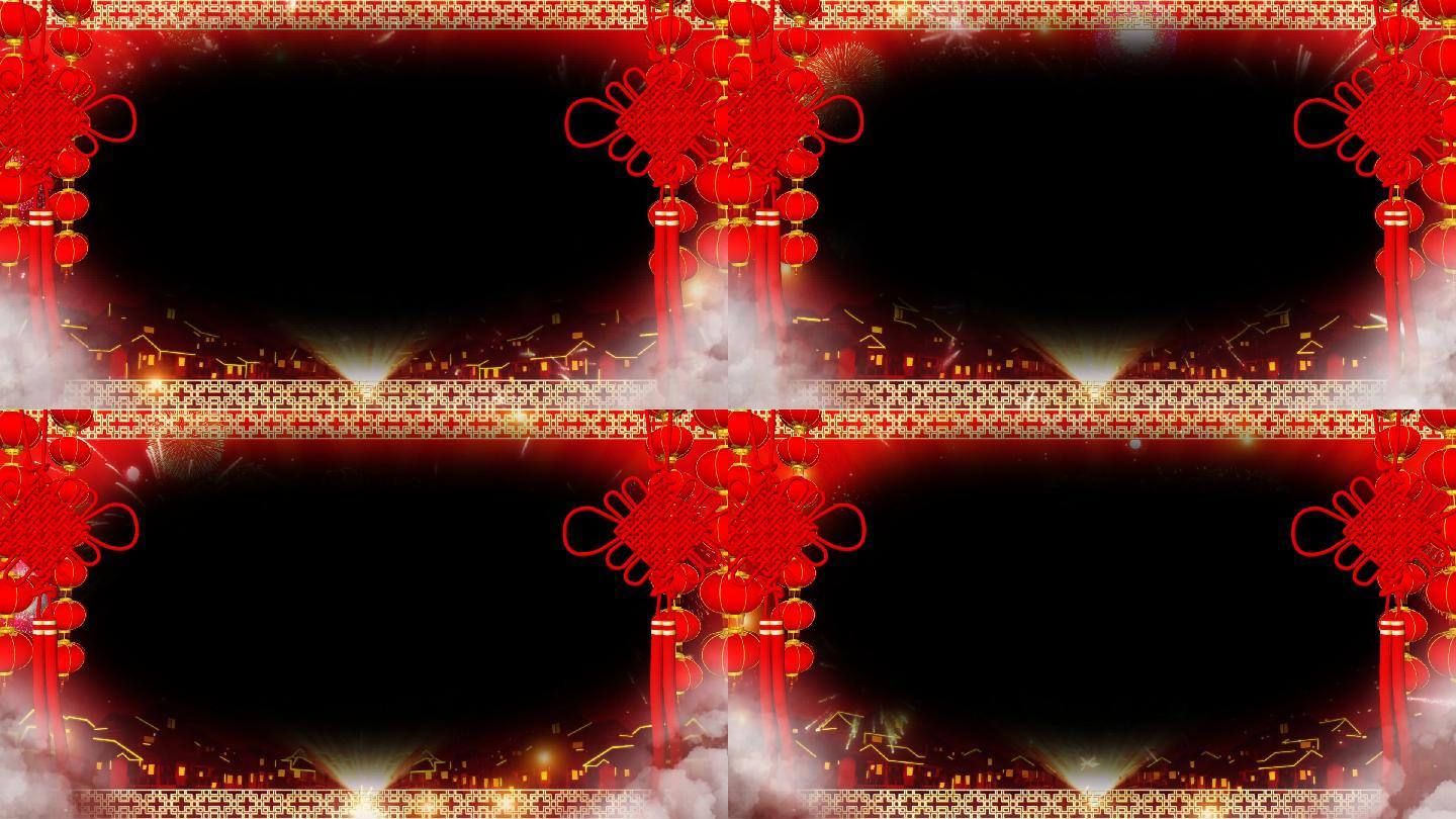 新年喜庆灯笼边框带alpha通道