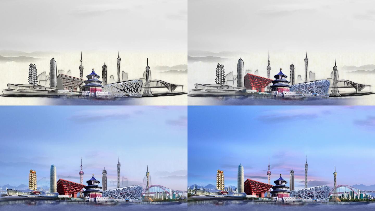 郑州地标水墨标版