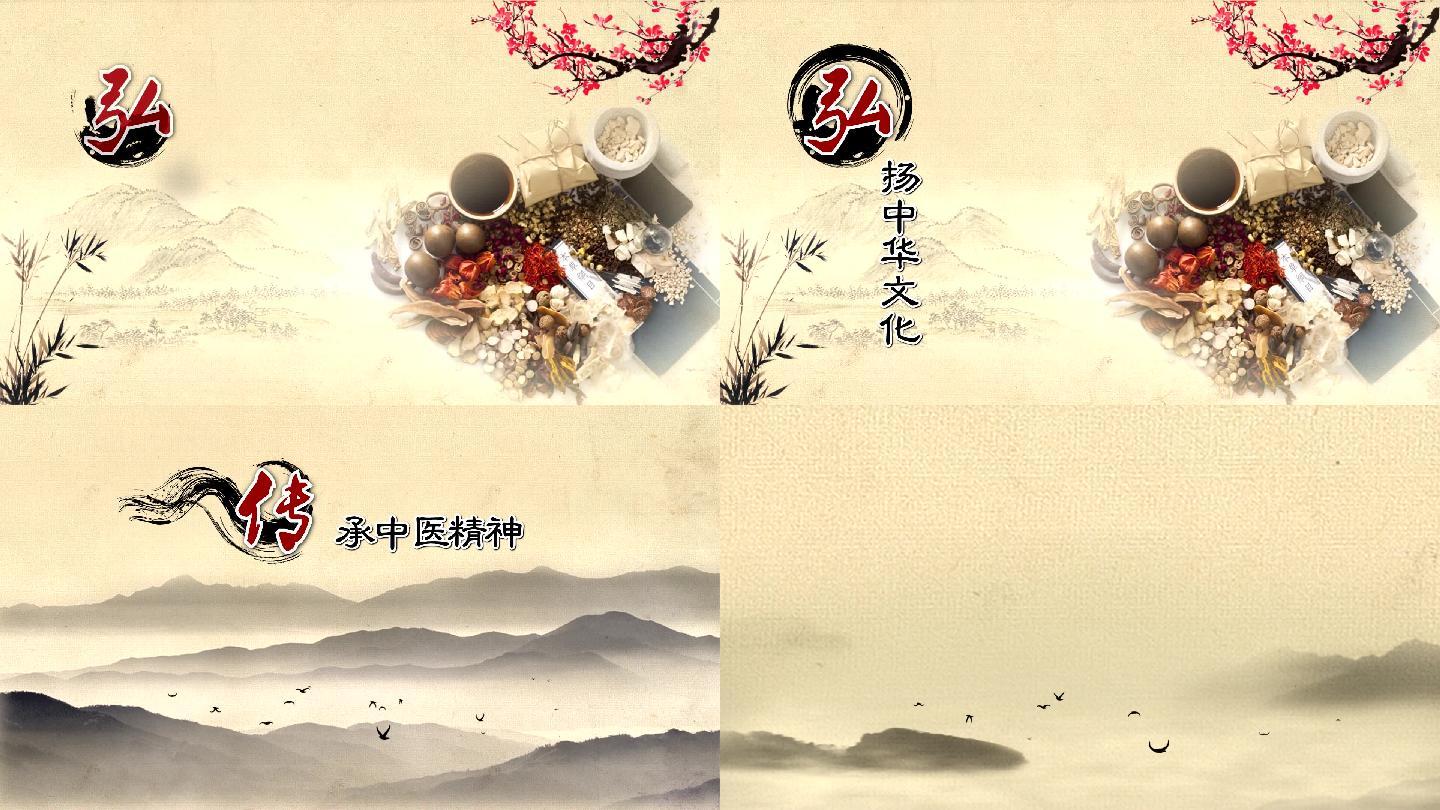 中国风水墨中医药中华文化纯净无字视频⑧