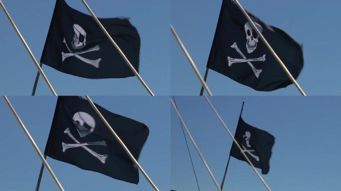 高清旗帜海盗旗旗帜飘扬海盗旗帜