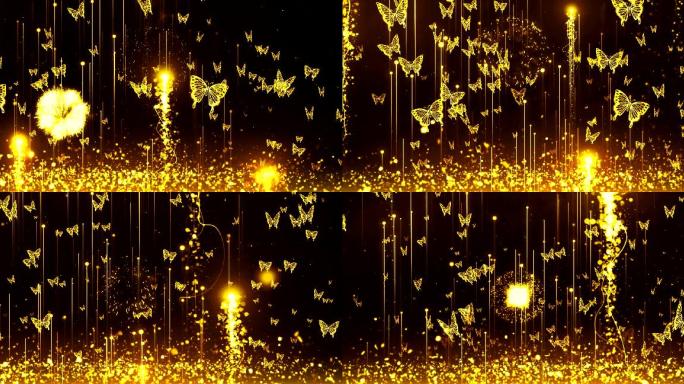 向上飞舞的金色蝴蝶LED大屏幕