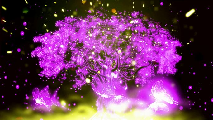 紫色梦幻森林光晕粒子背景
