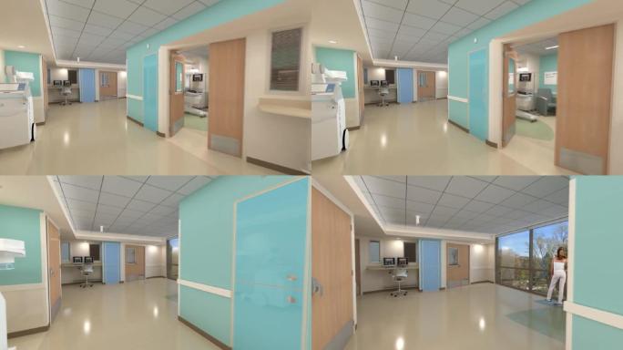 三维室内医院走廊