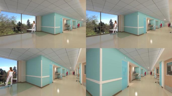 三维室内医院走廊
