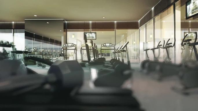 三维室内健身房健身器材跑步机
