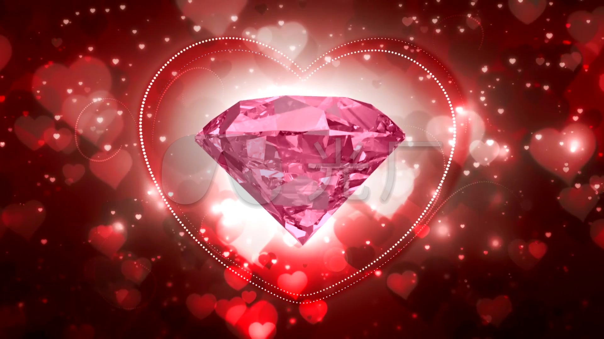 红心背景旋转的红色钻石婚庆素材