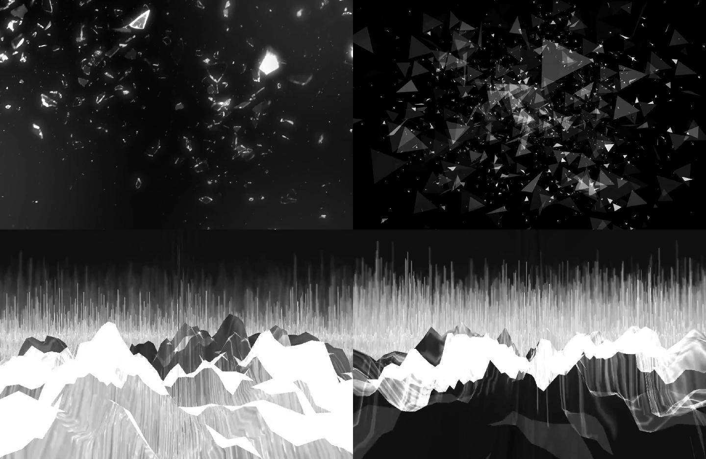 黑白玻璃碎片抽象山脉