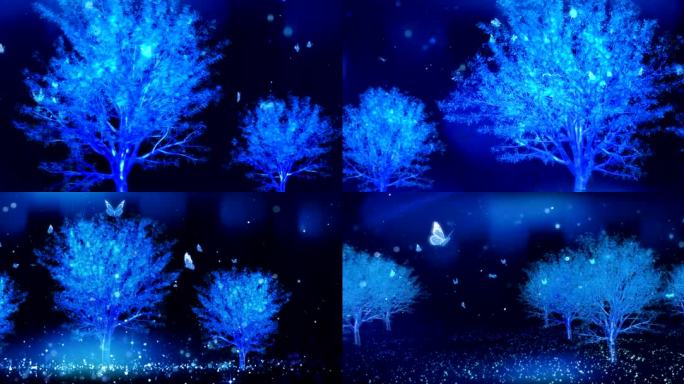 唯美荧光蝶恋树配乐舞台背景舞蹈背景